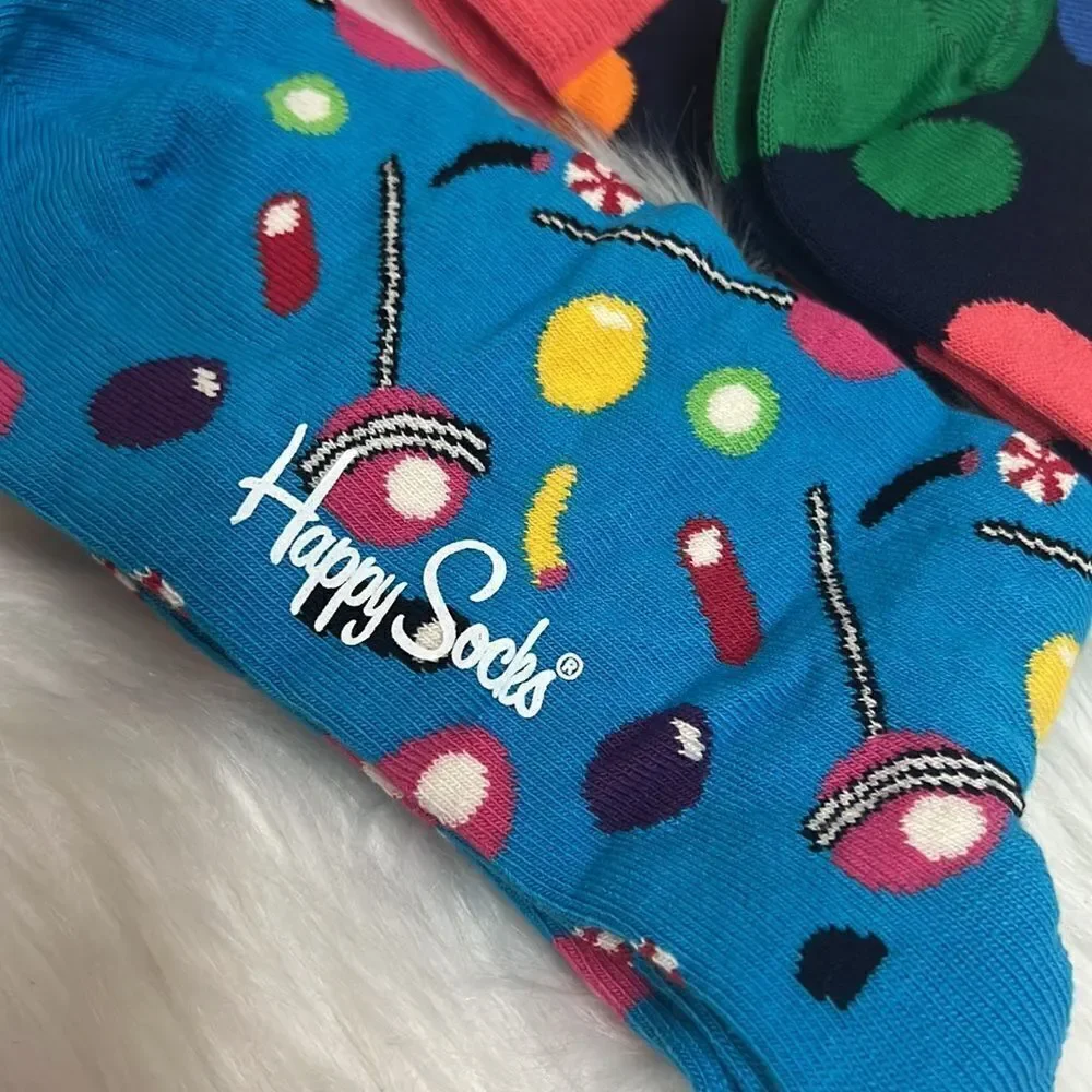 HAPPY SOCKS NWT MENS‎ 8-12/ WOMENS 10-12.5 (lot of 2 pairs).